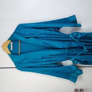 Victoria's Secret |Gold Label Vintage Vibrant Teal Silky Satin Robe Luxe Sz.M